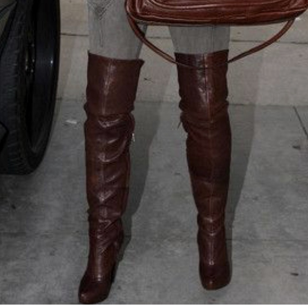 Report thigh high leather boots